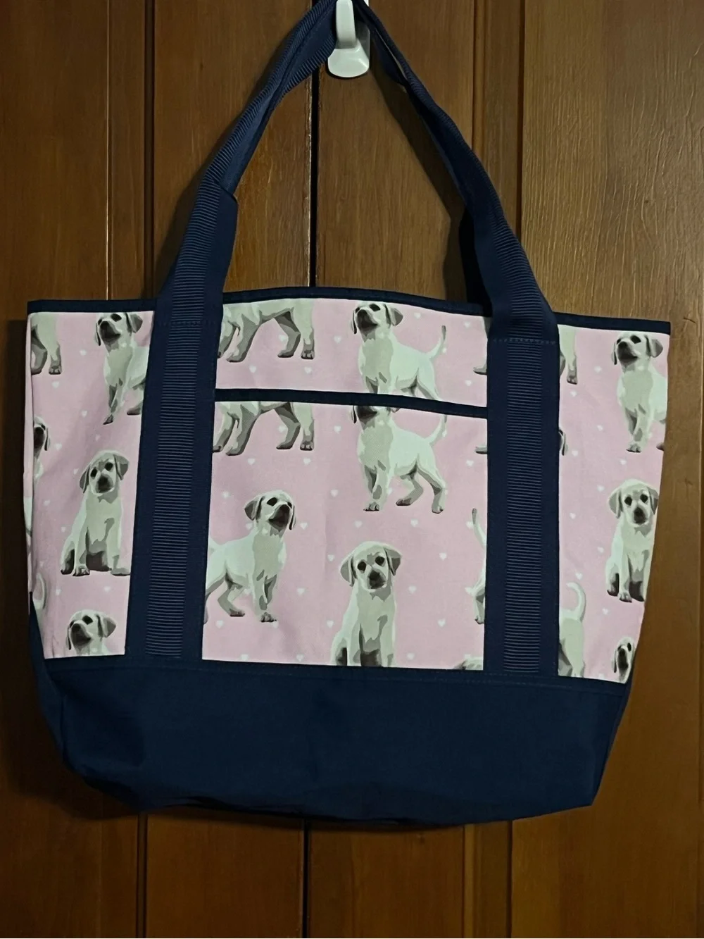Pottery Barn Kids Mackenzie Pink & Navy Puppy Dog Tote Bag Water Resistant